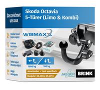 ANHÄNGERKUPPLUNG für Skoda Octavia 04-13 abnehmbar BRINK +7pol E-Satz JAEGER