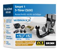 ANHÄNGERKUPPLUNG für Smart 1 ab 23 vert. abnehmbar BRINK +13pol E-Satz ECS