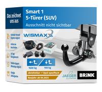 ANHÄNGERKUPPLUNG für Smart 1 ab 23 vert. abnehmbar BRINK +13pol E-Satz JAEGER