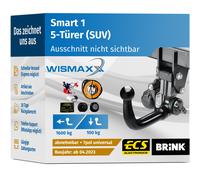 ANHÄNGERKUPPLUNG für Smart 1 ab 23 vert. abnehmbar BRINK +7pol E-Satz ABE