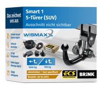 ANHÄNGERKUPPLUNG für Smart 1 ab 23 vert. abnehmbar BRINK +7pol E-Satz ECS