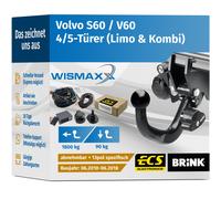 ANHÄNGERKUPPLUNG für Volvo S60 / V60 10-18 abnehmbar BRINK +13pol E-Satz ECS