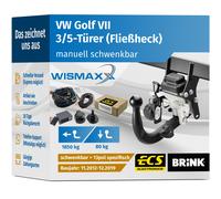 ANHÄNGERKUPPLUNG für VW Golf 7 12-19 schwenkbar BRINK +13pol E-Satz ECS