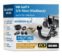 ANHÄNGERKUPPLUNG für VW Golf V 03-08 abnehmbar BRINK +13pol E-Satz ECS