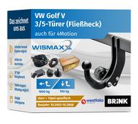 ANHÄNGERKUPPLUNG für VW Golf V 03-08 starr BRINK +13pol E-Satz SPEZ