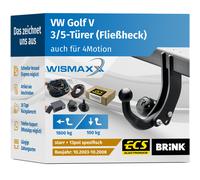 ANHÄNGERKUPPLUNG für VW Golf V 03-08 starr BRINK +13pol ESatz ECS