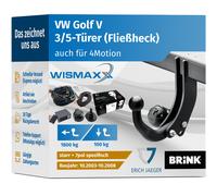 ANHÄNGERKUPPLUNG für VW Golf V 03-08 starr BRINK +7pol E-Satz Erich J