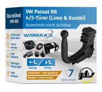ANHÄNGERKUPPLUNG für VW Passat B8 ab 14 vert. abnehmbar GDW +7pol E-Satz Erich J