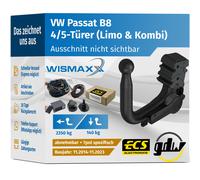 ANHÄNGERKUPPLUNG für VW Passat B8 ab 14 vert. abnehmbar GDW +7pol ESatz ECS
