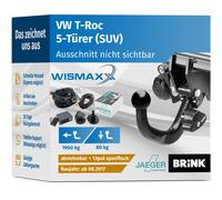 ANHÄNGERKUPPLUNG für VW T-Roc Typ ab 17 abnehmbar BRINK +13pol E-Satz JAEGER