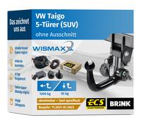 ANHÄNGERKUPPLUNG für VW Taigo 21-23 vert. abnehmbar BRINK +7pol E-Satz ECS