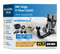 ANHÄNGERKUPPLUNG für VW Taigo 21-23 vert. abnehmbar BRINK +7polig E-Satz ECS