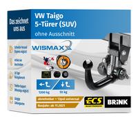 ANHÄNGERKUPPLUNG für VW Taigo ab 21 vert. abnehmbar BRINK +13pol E-Satz ABE