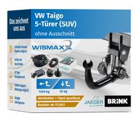 ANHÄNGERKUPPLUNG für VW Taigo ab 21 verti. abnehmbar BRINK +13pol E-Satz JAEGER