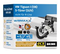 ANHÄNGERKUPPLUNG für VW Tiguan I 07-16 schwenkbar BRINK +13pol E-Satz ABE