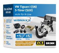 ANHÄNGERKUPPLUNG für VW Tiguan I 07-16 schwenkbar BRINK +13pol ESatz ECS