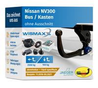 ANHÄNGERKUPPLUNG vert. abnehmbar für Nissan NV300 16-21 +13pol E-Satz JAEGER