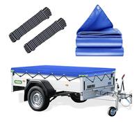 Anhängerplane Flachplane 217x117x8cm, WASSERFEST Anhänger Abdeckplane mit Planenseil, Ideal für UNSINN Web 10, GW Leopard CB-AP, Pongratz LPA 206, Böckmann und 750kg/850kg/1000kg 210x110cm Anhänger