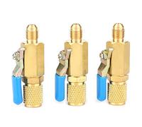 ANKROYU 3-teiliges Messing-Kugelhahn-Adapter-Set R12 R134 AR410 Kältemittel-Hochdruck-Schaltventil für 1/4 SAE männlich weiblich HVAC-Kühlsysteme AC-Reparaturwerkzeuge