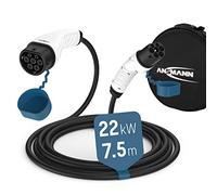 ANSMANN Ladekabel Typ 2 mit 22 kW für Hybrid- & Elektroauto / Typ2 Auto-Ladekabel 7,5 Meter, 3 phasig, kompatibel für E-Autos & Hybridautos, wie Tesla Model 3, e-Up, ID.3, ID.4, Zoe, EQ fortwo