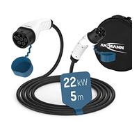 ANSMANN Ladekabel Typ 2 mit 22 kW für Hybrid- & Elektroauto / Typ2 Auto-Ladekabel 5 Meter, 3 phasig, kompatibel für E-Autos & Hybridautos, wie Tesla Model 3, e-Up, ID.3, ID.4, Zoe, EQ fortwo