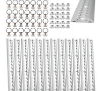Ansobea Airlineschiene 12x1 m Aluminium,Zurrschienen Runde Halbrunde Form,Airlineschienen Set mit 30 Airlineschienen-Fitting-Ring 24 Airlineschiene Endkappe,für Wohnmobile und LKW,Silber