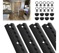 Ansobea Airlineschiene 8x1 m Aluminium,Zurrschienen Runde Halbrunde Form,Airlineschienen Set mit 20 Airlineschienen-Fitting-Ring 16 Airlineschiene Endkappe,für Wohnmobile und LKW,Schwarz
