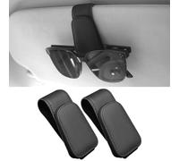Anwlki Brillenhalt Brillenhalter für Auto Sonnenblende 2 Packungen Magnetisch Leder Sonnenbrillenhalter Auto Brillenhalterung Ticket-Karten-Clip (Schwarz)