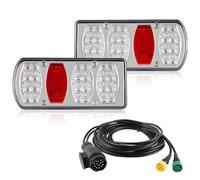 AOHEWEI Anhänger Rücklicht Set 12 V 24 V, wasserdichter Blinker Bremse Rücklicht Rückwärtsgang Nebel Reflektor mit 13-poligem Stecker 5,5 m langes 5-adriges Kabel für LKW Wohnwagen Van Traktor