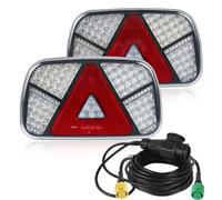 AOHEWEI Anhänger Rücklicht Set, 12 V/24 V wasserdichtes Blinker Brems Rückwärts Nebel Reflektor mit 13-poligem Stecker 5,5 m langes 6-adriges Kabel für LKW Wohnwagen Van Traktor