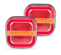 AOJO 2PCS LKW LED Rückleuchten Set -5 Funktionen 12V 24V PKW-Anhänger Beleuchtung Wasserdichte mit Blinker, Bremslichter, Positionslichter, Kennzeichenbeleuchtung