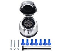 AOJO Metall 13 Polig Anhängerkupplung Steckdose Set mit Gummidichtung, 13 Pin Anhängersteckdose Aluminium - Wasserdicht - 12V 24V Universell