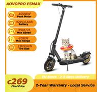 AOVOPRO 500W Elektroroller mit leistungsstarkem Motor, 35 km/h, 45 km Reichweite, 42V14.5AH, 10 Zoll, smart, faltbar, mit APP, aovopro tx01 E-Scooter mit Stoßdämpfung S1MAX(10Inch/1000W/35KM/H)