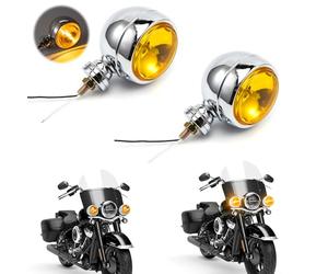 APEBAZY 2 Stück Nebelscheinwerfer Motorrad Runde Chrom Motorrad Zusatzscheinwerfer Lauflichter Kompatibel mit Chopper Bobber Cruises Softail 883 Steed VLX 400 600 Magna 250 750 (Gelb)