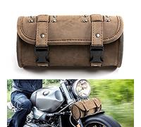 APEBAZY Universal Motorrad Lenkertasche, PU Leder Rollgabeltasche Sissy Bar Werkzeugtaschen wasserdichte Motorrad Satteltaschen mit Schnellverschluss-Schnallen (Braun)