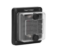 Aramox 6-Wege-Sicherungskasten, PA66-Flachsicherungsblock mit LED-Warnanzeige, 12 V, 24 V, 32, 100 A Eingang, 20 A Pro Stromkreis, Wasserdichte Abdeckung für Auto, Marine, Boot, Wohnmobil
