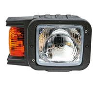 HELLA 1EA 007 108-021 Halogen-Hauptscheinwerfer - 24/12V - Referenzzahl: 10 - Anbau - Lichtscheibenfarbe: gelb - Stecker: Flachstecker - vorne rechts