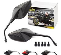 Area1 Universal Motorrad Rückspiegel Paar e-geprüft 2x M10 Rechtsgewinde + Linksgewindeadapter, kompatibel mit z.B. Duke, SMC/R Z900 Z750 Z650 Z500 Z125 ER-6N CB F Hornet Monster Brutale (carbon-look)