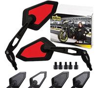 Area1 Universal Motorrad Rückspiegel Paar e-geprüft 2x M10 Rechtsgewinde + Linksgewindeadapter, passend für z.B. Duke, SMC/R Z900 Z750 Z650 Z500 Z125 ER-6N MT07 MT09 MT10 CMX 500 Rebel CB500 (rot)