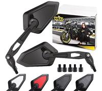 Area1 Universal Motorrad Rückspiegel Paar e-geprüft 2x M10 Rechtsgewinde + Linksgewindeadapter, passend für z.B. Duke, Super-Duke 390 790 SMC/R Z900 Z750 Z650 Z500 Z125 ER6N MT07 MT09 MT10 (schwarz)