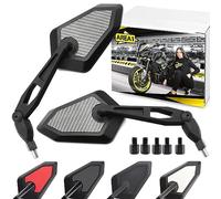 Area1 Universal Motorrad Rückspiegel Paar e-geprüft 2x M10 Rechtsgewinde + Linksgewindeadapter, passend für z.B. GSX-S GSF Bandit SV650 R12 S1000R/XR RnineT Scrambler R12 F750GS Brutale (Carbon-Look)
