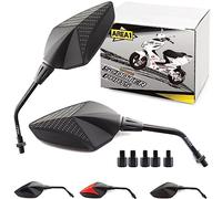 Area1 Universal Motorroller Rückspiegel Paar e-geprüft M8/M10 Rechts+Linksgewinde kompatibel mit Race GT50 TPH Runner NRG Speedfight Jetforce Django Aerox BWs SR50/R RY8 RY6 49X K2 F12 (carbon-look)