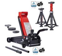 Arebos Rangierwagenheber 3T mit Fußpedal + 2 Stk. Unterstellböcke 3T