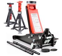 Arebos 3T Hydraulischer Rangierwagenheber flach | 2X Unterstellbock | 3 Tonnen Tragkraft | 3 Auflagen | Rangierwagenheber für Werkstatt und Hobby | Wagenheber Jack | Heber Ständer KFZ Auto PKW