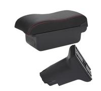 Armlehne Auto Für Fiat 500 CRONOS Armlehne Kastenwagen-spezifische Nachrüstung Erhöhung Des Mittleren Staufachs Im Innenraum Zubehör Armlehnes Mittelkonsole(C Black red NO USB)