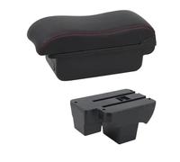 Armlehnen Mittelkonsole Passend für VW Volkswagen Polo 2019-2024, zweilagig, großer Raum, zentrale Aufbewahrungsbox, USB, 2020, 2021, 2022, 2023(E2 Red Line)