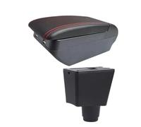 Armlehnenbox Für Dacia Für Logan 2 Für Dokker Autoinnenausstattung Nachrüst-Armlehnenbox Aufbewahrungsbox Ersatzzubehör(H Red line 4 USB)