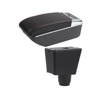 Armlehnenbox Für Dacia Für Logan 2 Für Dokker Autoinnenausstattung Nachrüst-Armlehnenbox Aufbewahrungsbox Ersatzzubehör(B red line NO USB)