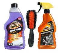 Armor All Set Felgen-Reiniger + Bürste + Snowfoam Auto-Shampoo Wäsche Reinigung