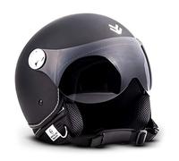 ARMOR HELMETS® AV-84 „Matt Black“ · Jet-Helm · Motorrad-Helm Roller-Helm Scooter-Helm Moped Mofa-Helm Chopper Retro Vespa Vintage Pilot Biker · ECE 22.05 Visier Schnellverschluss Tasche L (59-60cm)